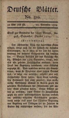 Deutsche Blätter Dienstag 22. November 1814