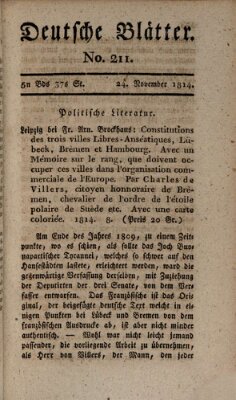 Deutsche Blätter Donnerstag 24. November 1814