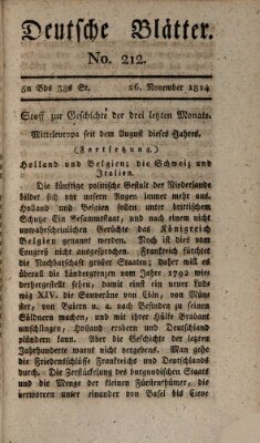 Deutsche Blätter Samstag 26. November 1814