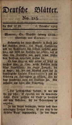 Deutsche Blätter Dienstag 6. Dezember 1814