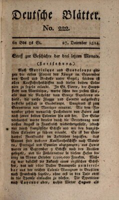 Deutsche Blätter Dienstag 27. Dezember 1814