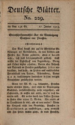 Deutsche Blätter Dienstag 17. Januar 1815