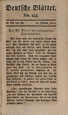 Deutsche Blätter Samstag 25. Februar 1815