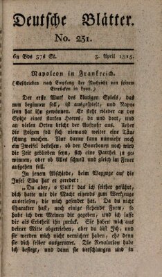 Deutsche Blätter Montag 3. April 1815