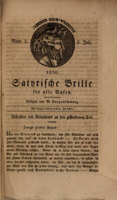 Satyrische Brille für alle Nasen Freitag 2. Juli 1830