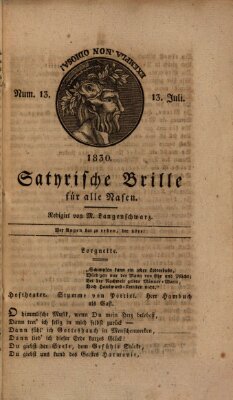 Satyrische Brille für alle Nasen Dienstag 13. Juli 1830