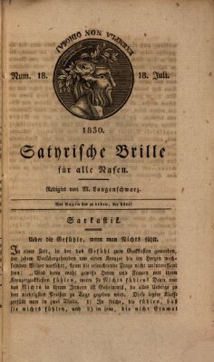 Satyrische Brille für alle Nasen Sonntag 18. Juli 1830