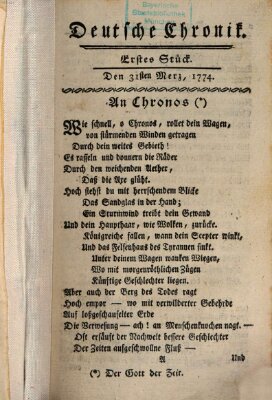 Deutsche Chronik Donnerstag 31. März 1774