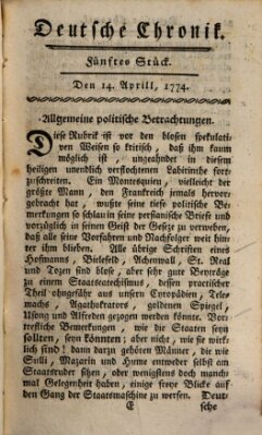 Deutsche Chronik Donnerstag 14. April 1774