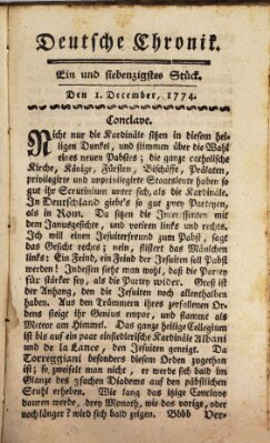 Deutsche Chronik Donnerstag 1. Dezember 1774