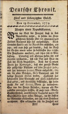 Deutsche Chronik Donnerstag 15. Dezember 1774