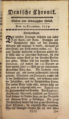 Deutsche Chronik Donnerstag 22. Dezember 1774