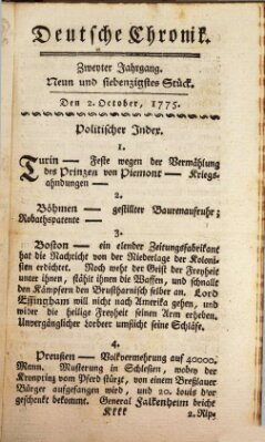 Deutsche Chronik Montag 2. Oktober 1775