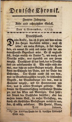 Deutsche Chronik Donnerstag 2. November 1775