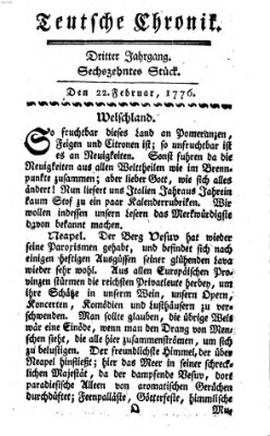 Deutsche Chronik Donnerstag 22. Februar 1776