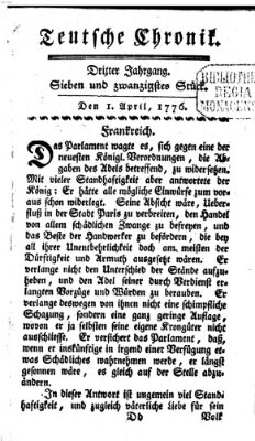 Deutsche Chronik Montag 1. April 1776