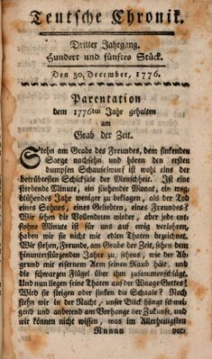 Deutsche Chronik Montag 30. Dezember 1776