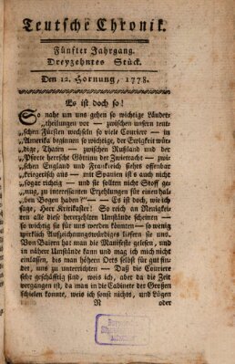 Deutsche Chronik Donnerstag 12. Februar 1778