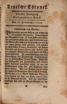 Deutsche Chronik Donnerstag 26. Februar 1778