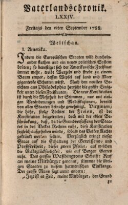 Vaterlandschronik (Deutsche Chronik) Freitag 12. September 1788