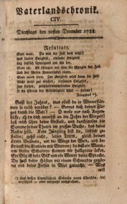 Vaterlandschronik (Deutsche Chronik) Dienstag 30. Dezember 1788