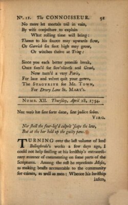 The connoisseur Donnerstag 18. April 1754