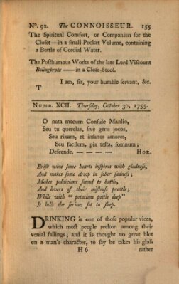 The connoisseur Donnerstag 30. Oktober 1755