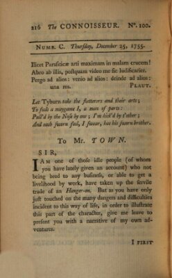 The connoisseur Donnerstag 25. Dezember 1755