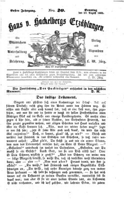 Hans von Hackelberg's Erzählungen Sonntag 10. August 1862