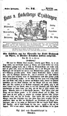 Hans von Hackelberg's Erzählungen Sonntag 7. September 1862