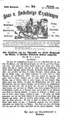 Hans von Hackelberg's Erzählungen Sonntag 14. September 1862