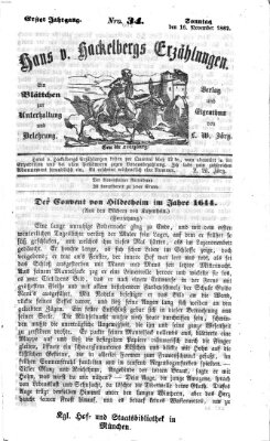 Hans von Hackelberg's Erzählungen Sonntag 16. November 1862