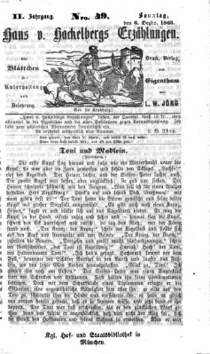 Hans von Hackelberg's Erzählungen Sonntag 6. Dezember 1863