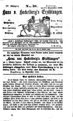 Hans von Hackelberg's Erzählungen Sonntag 17. September 1865