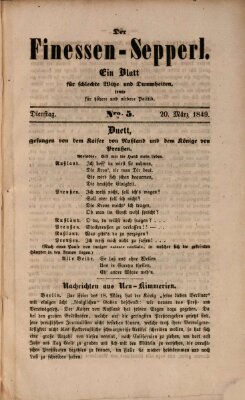 Der Finessen-Sepperl Dienstag 20. März 1849