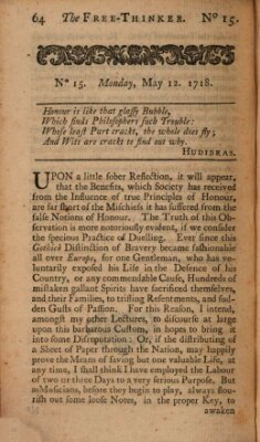 The free thinker or essays of wit and humour Donnerstag 12. Mai 1718