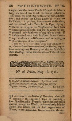 The free thinker or essays of wit and humour Montag 16. Mai 1718