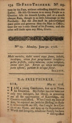 The free thinker or essays of wit and humour Donnerstag 30. Juni 1718