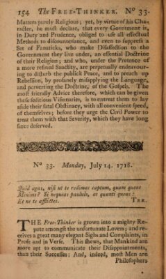 The free thinker or essays of wit and humour Donnerstag 14. Juli 1718