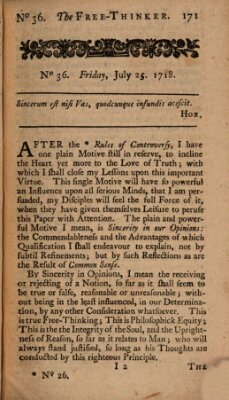 The free thinker or essays of wit and humour Montag 25. Juli 1718