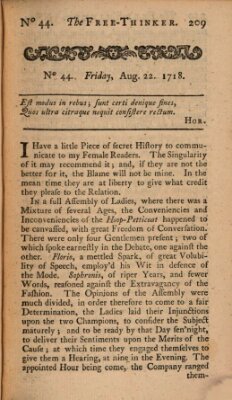 The free thinker or essays of wit and humour Montag 22. August 1718