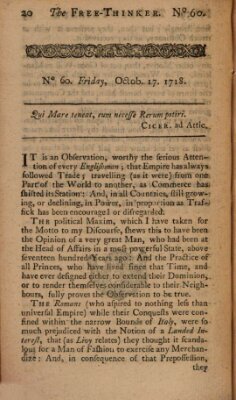 The free thinker or essays of wit and humour Montag 17. Oktober 1718