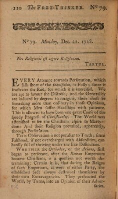 The free thinker or essays of wit and humour Donnerstag 22. Dezember 1718