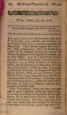 The free thinker or essays of wit and humour Montag 30. Januar 1719