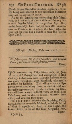 The free thinker or essays of wit and humour Montag 20. Februar 1719