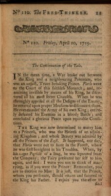 The free thinker or essays of wit and humour Montag 10. April 1719