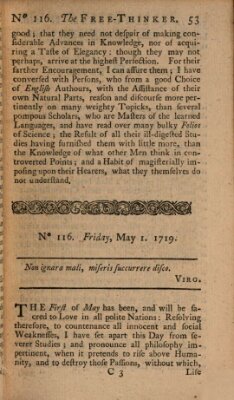 The free thinker or essays of wit and humour Montag 1. Mai 1719