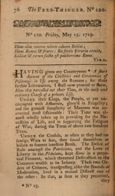 The free thinker or essays of wit and humour Montag 15. Mai 1719