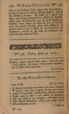 The free thinker or essays of wit and humour Montag 19. Juni 1719