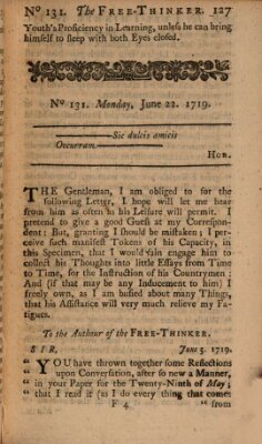 The free thinker or essays of wit and humour Donnerstag 22. Juni 1719